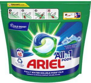 Ariel All In 1 Mountain Spring gélove tablety na pranie 65ks