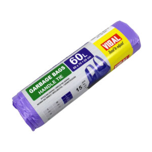 HDPE vrecia s uchom fialové 600x700/15 mic 60 L 15 ks