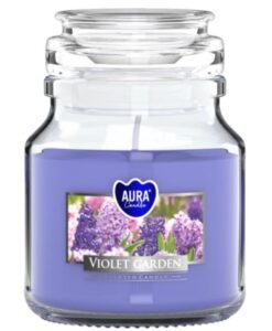 Aura Bispol Violet Garden vonná sviečka s vrchnákom120g