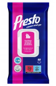 Presto vlhčené čistiace obrúsky na rôzne povrchy 55ks