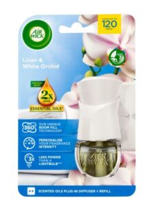 Air Wick Linen&White Orchid komplet elektrický strojček + náhradná náplň 19ml