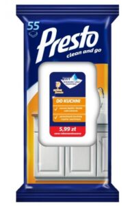 Presto vlhčené čistiace obrúsky 55ks na kuchyne