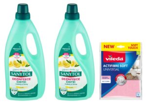 Sanytol DUO pack - univerzálny čistič 1L Lemon + Vileda univerzálna handrička 1ks