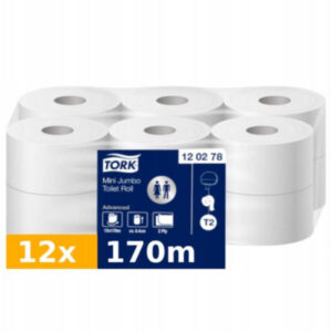 Tork Toaletný papier Mini Jumbo T2 2vr. 850útr. (12ks)