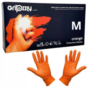 Nitrilové ochranné rukavice oranžové GRIPZZLY M - 50ks