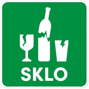 Samolepka/nálepka/označenie na separovaný odpad – SKLO, 15 x 15 cm