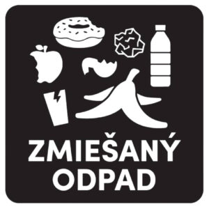 Samolepka/nálepka/označenie na separovaný odpad – ZMIEŠANÝ ODPAD, 15 x 15 cm