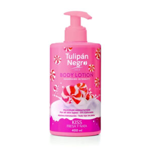 Tulipán Negro telové mlieko Kiss Fresa Y Nata 400ml s pumpičkou