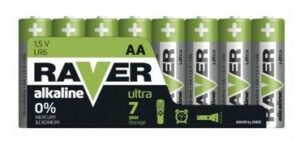 Alkalická batéria RAVER LR6 1,5V (AA) 8ks